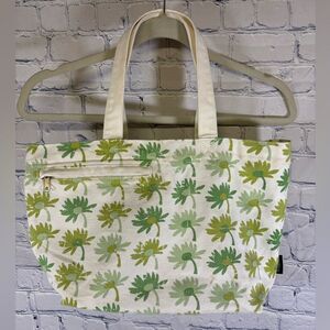 MIXX Green Daisy Lightweight Canvas Coated Garden Cottagecore Tote Bag Purse